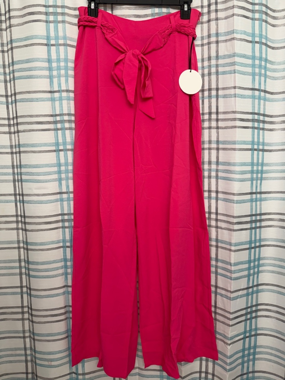 Tie-Waist Wide Leg Pants in Hot Pink